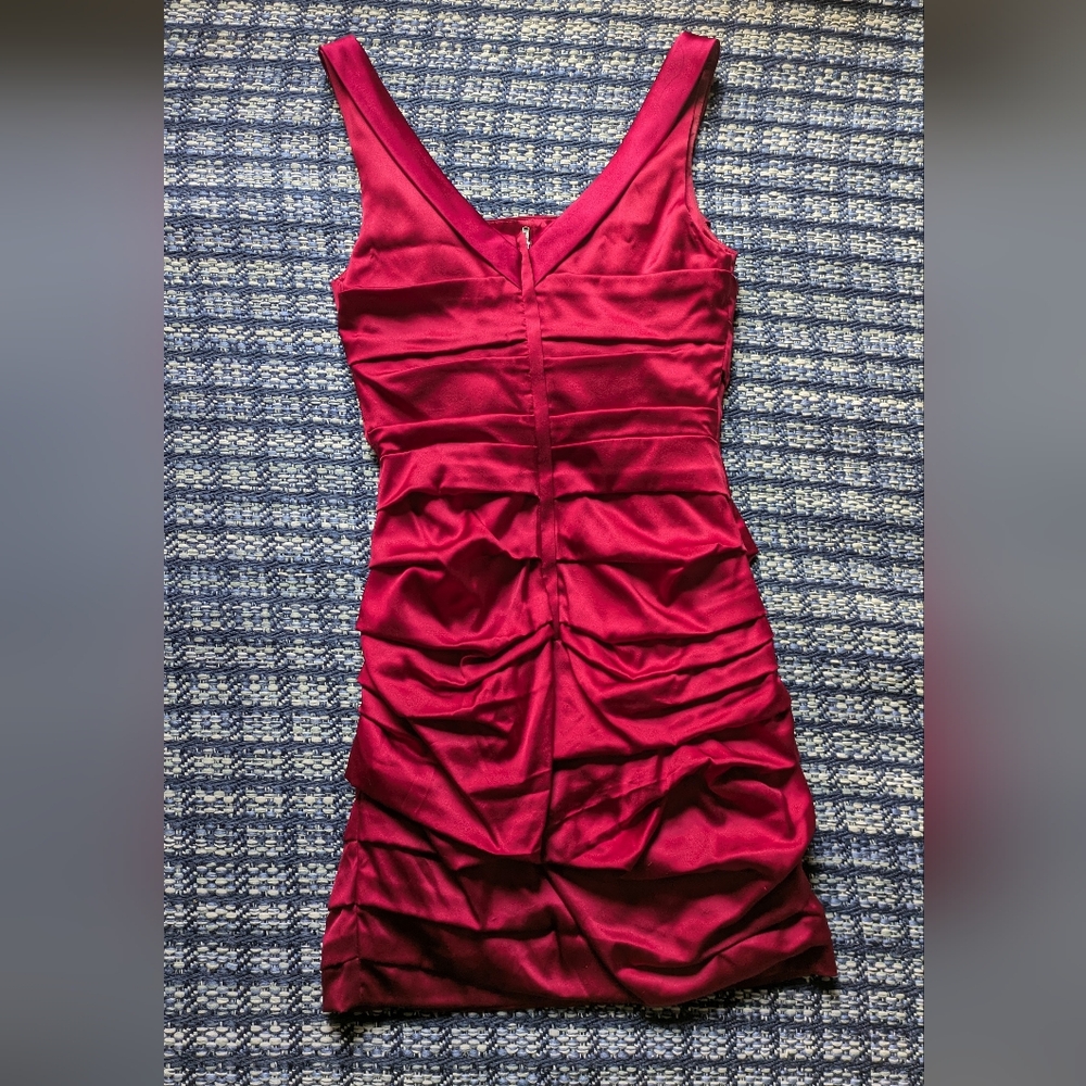 Express Red Ruched Sheath Dress - Picture 2 of 7